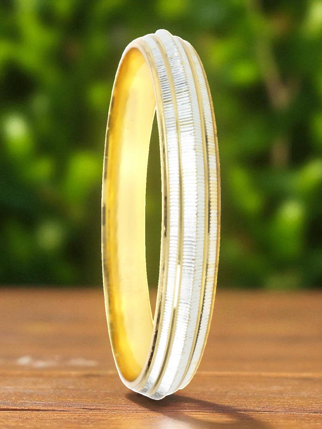 City Girl 24ct Gold And Rhodium Plated Anti Tarnish Iron Kada Bangle Bracelet for Men and Boys. (1 Pc) (KADA 112)