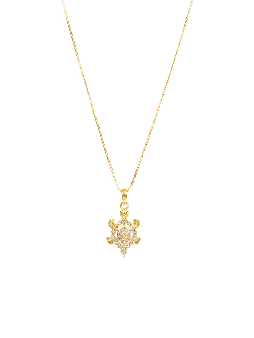 City Girl Cubic Zirconia 24CT Gold Plated Copper Minimalist Turtle Pendant Set With Mathcing Earrings For Women and Girls.(AD LK SET 008)