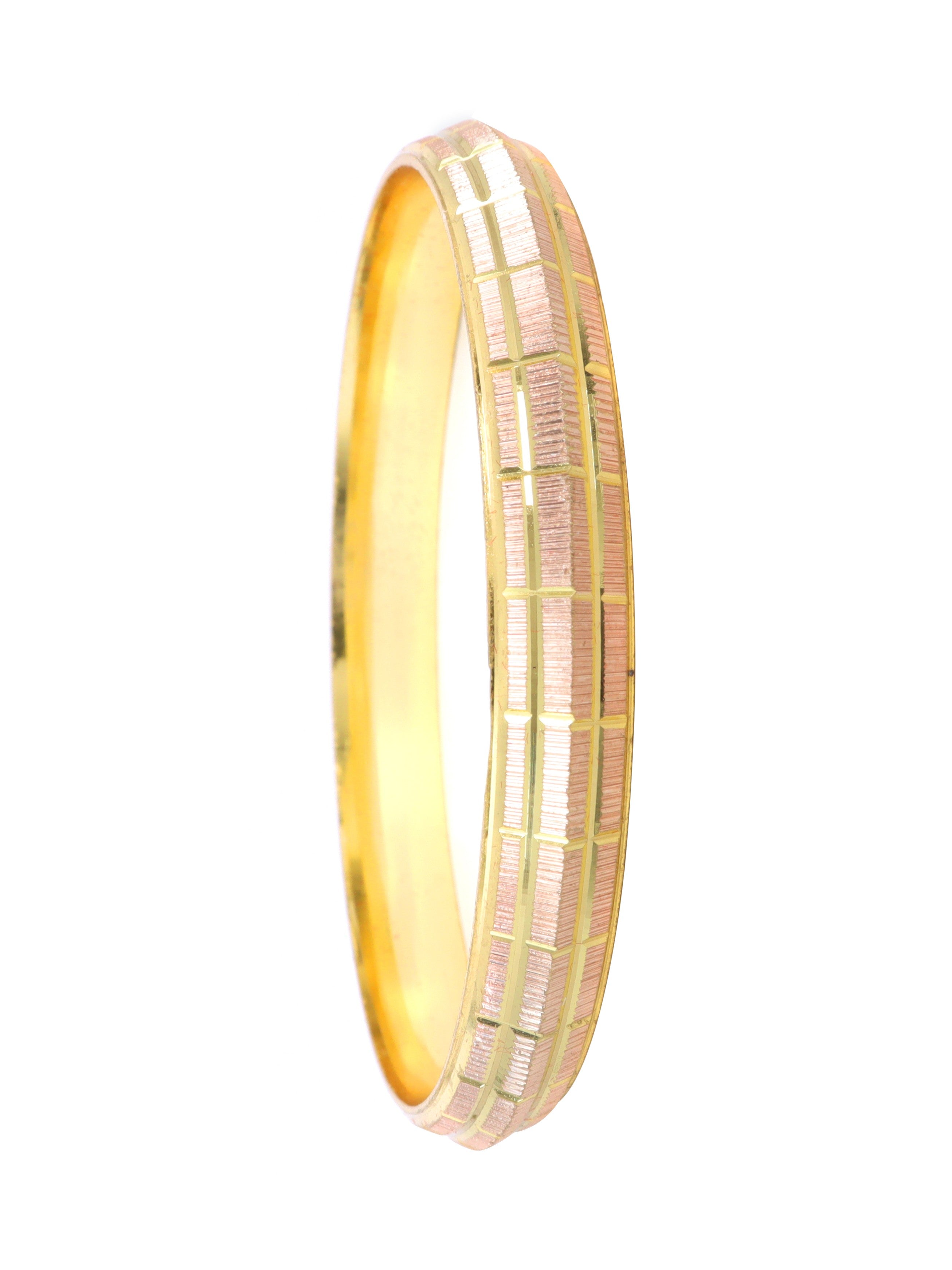 City Girl 24ct Rose Gold and Gold Plated Anti Tarnish Iron Kada Bangle Bracelet for Men and Boys. (1 Pc) (KADA 120)