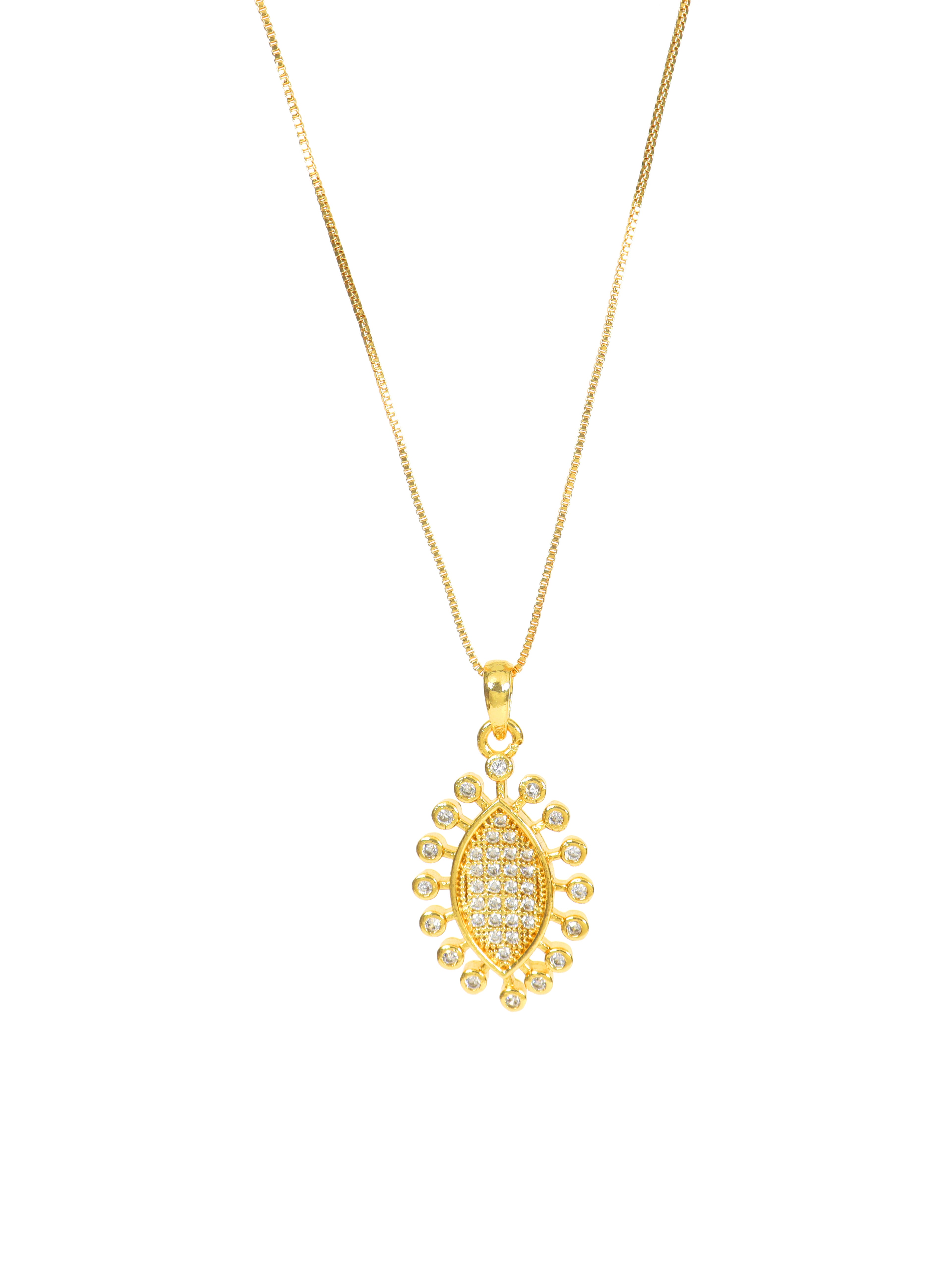 City Girl Cubic Zirconia 24CT Gold Plated Copper Minimalist Pendant Set With Mathcing Earrings For Women and Girls.(AD LK SET 003)