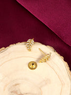 City Girl Cubic Zirconia 24CT Gold Plated Copper Minimalist Leaf Pendant Set With Mathcing Earrings For Women and Girls.(AD LK SET 005)