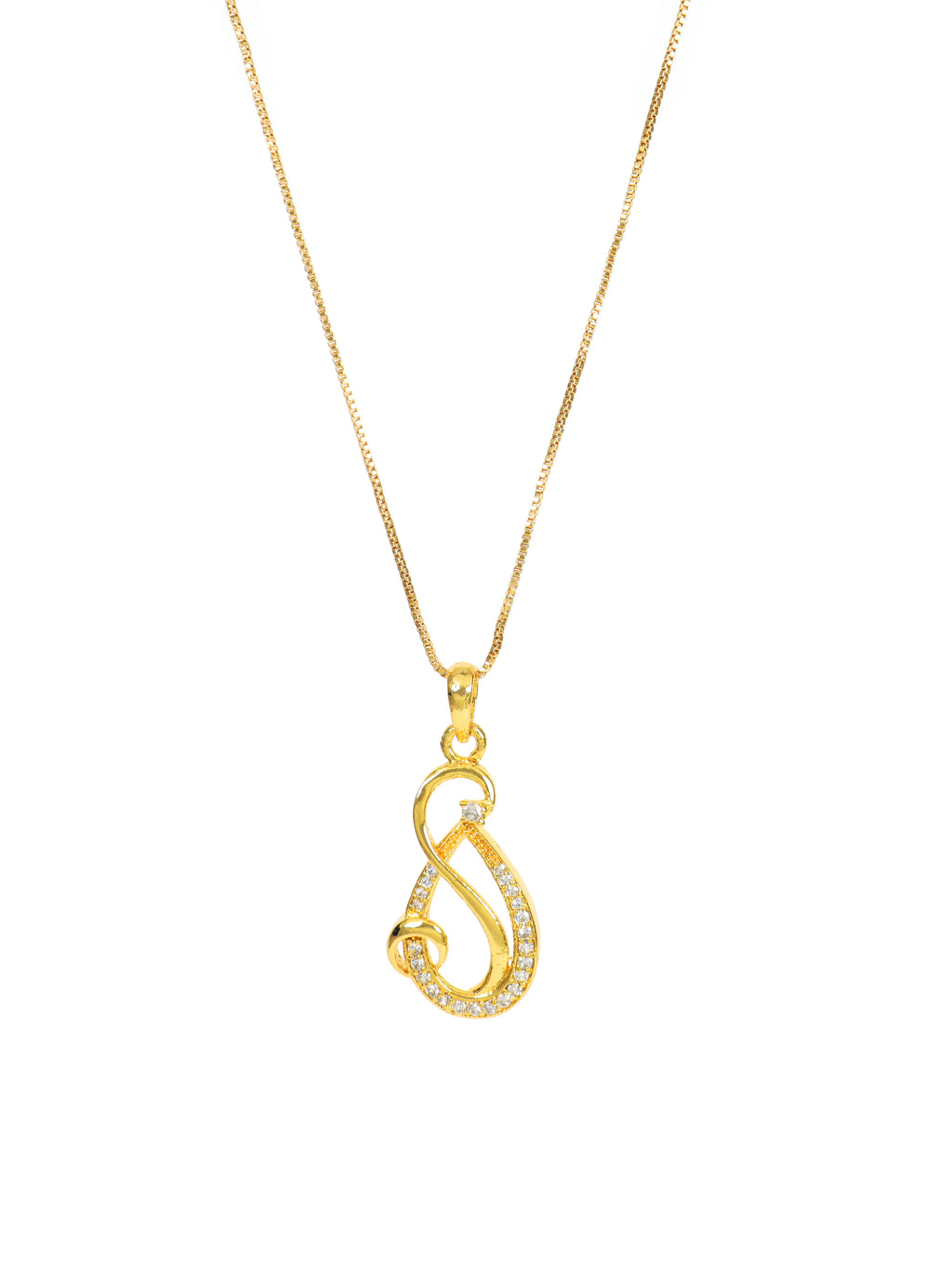 City Girl Cubic Zirconia 24CT Gold Plated Copper Minimalist Musical Note Pendant Set With Mathcing Earrings For Women and Girls.(AD LK SET 004)