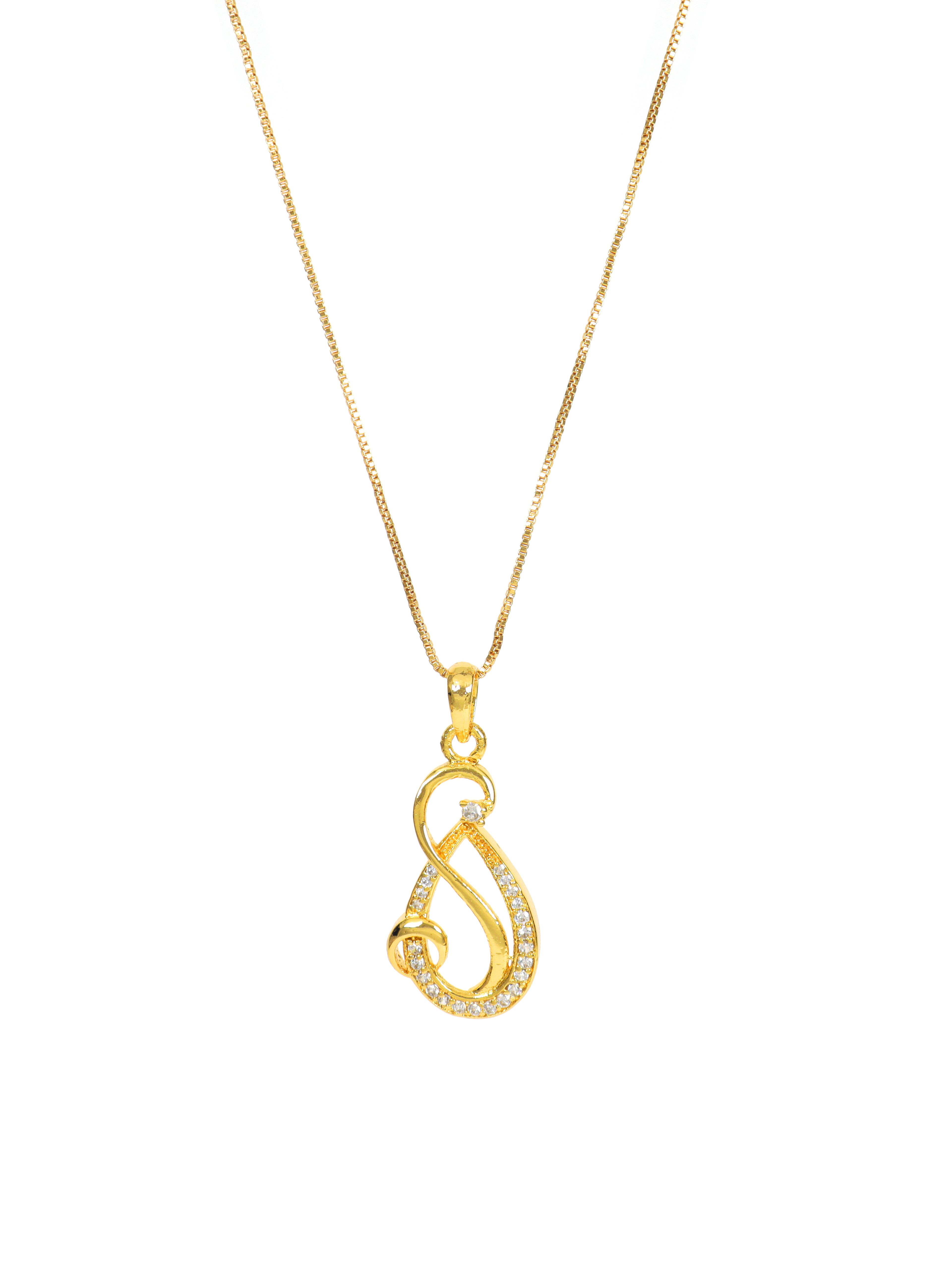 City Girl Cubic Zirconia 24CT Gold Plated Copper Minimalist Musical Note Pendant Set With Mathcing Earrings For Women and Girls.(AD LK SET 004)