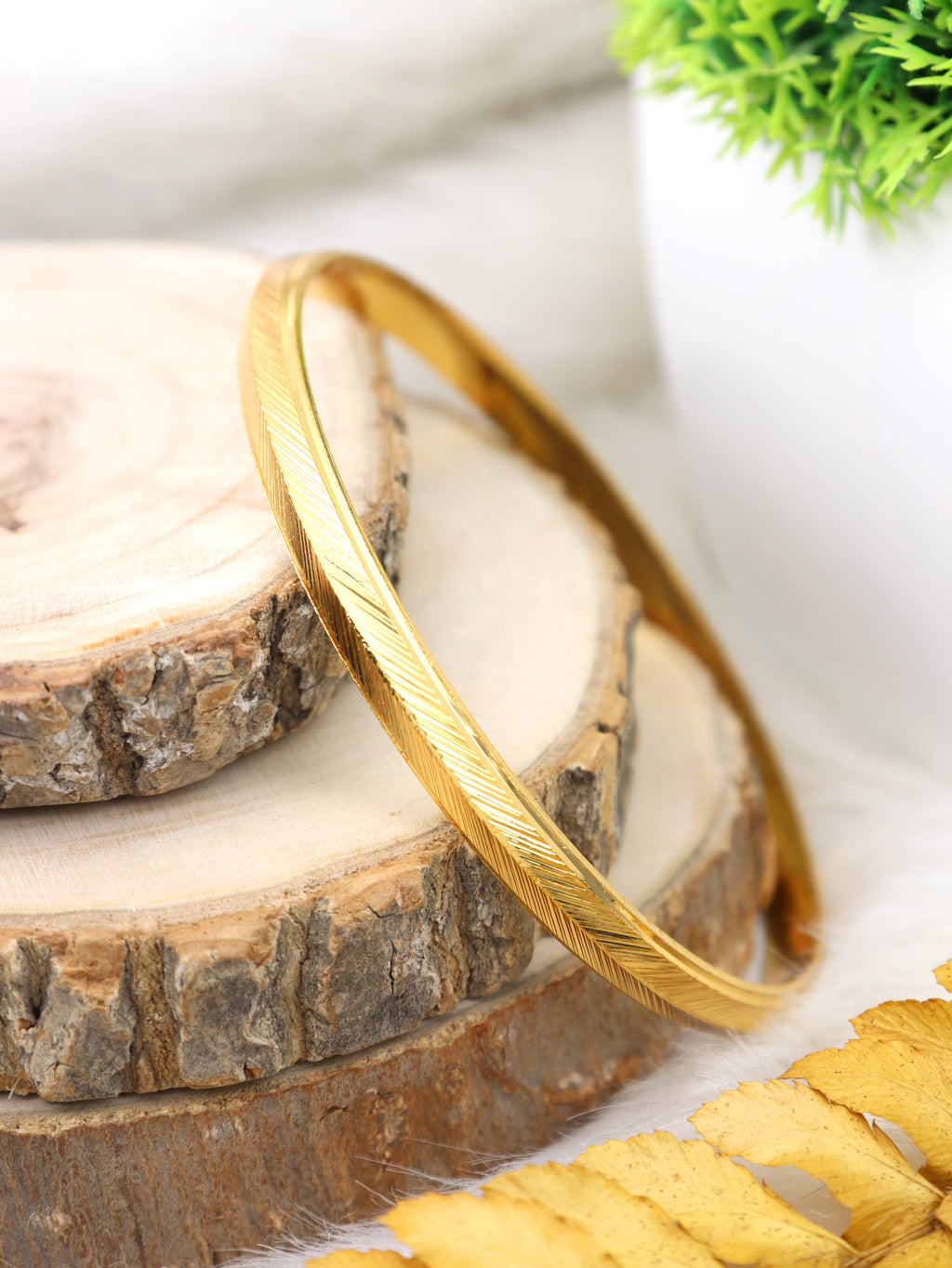 City Girl 24ct Gold Plated Anti Tarnish Iron Kada Bangle Bracelet for Men and Boys. (1 Pc) (KADA 105)