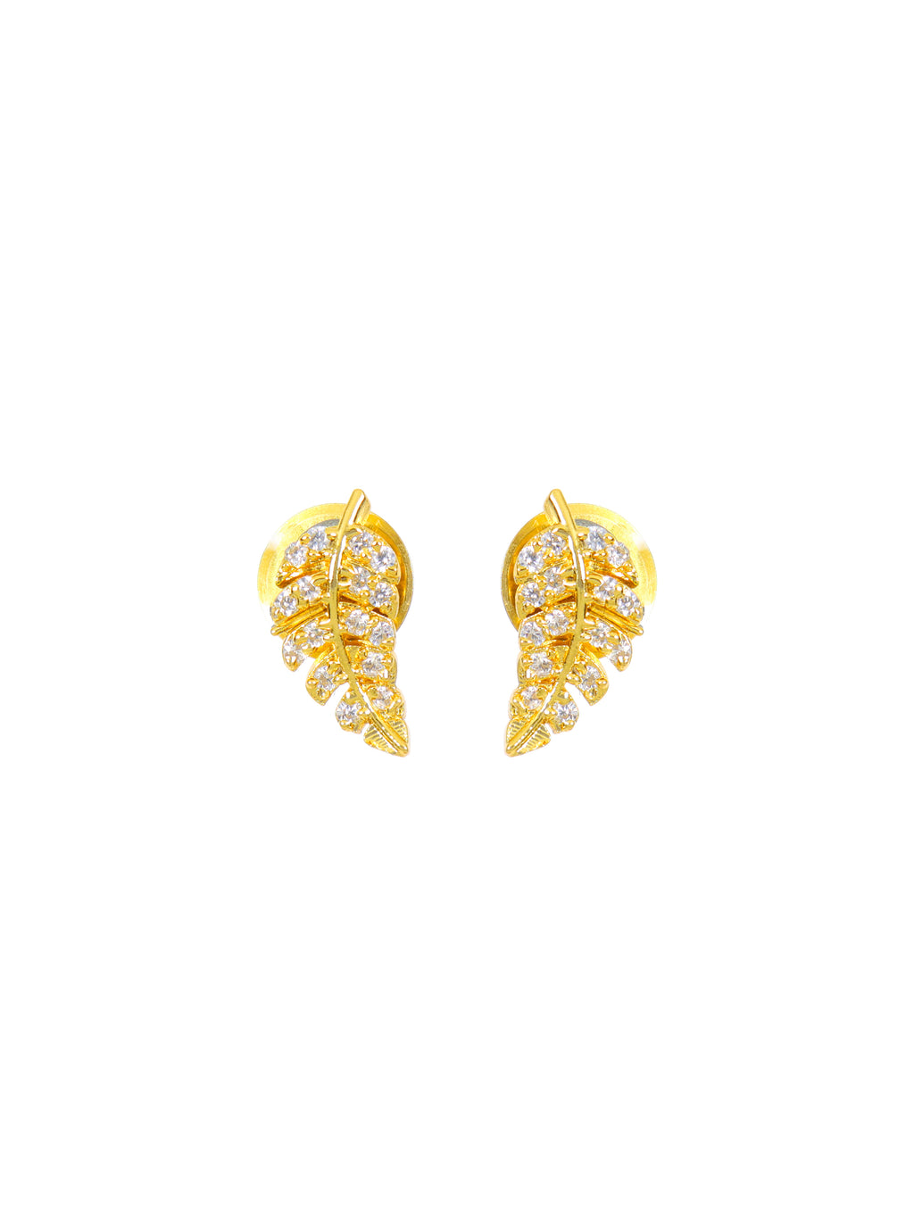 City Girl Cubic Zirconia 24CT Gold Plated Copper Minimalist Leaf Pendant Set With Mathcing Earrings For Women and Girls.(AD LK SET 005)