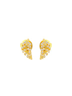 City Girl Cubic Zirconia 24CT Gold Plated Copper Minimalist Leaf Pendant Set With Mathcing Earrings For Women and Girls.(AD LK SET 005)