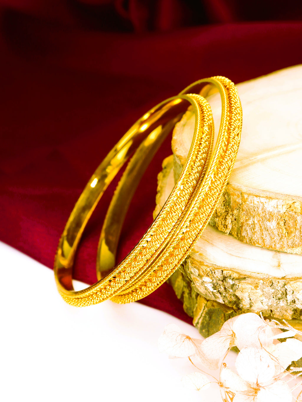 City Girl Traditional Handcrafted Anti Tarnish 24ct Gold Plated Copper Bangle KADA Set For Women and Girls. (2 pcs) (SP 4476)