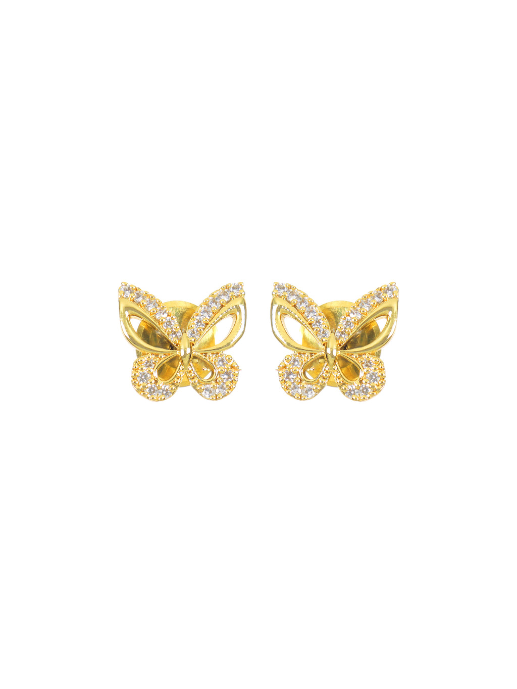 City Girl Cubic Zirconia 24CT Gold Plated Copper Minimalist Butterfly Pendant Set With Mathcing Earrings For Women and Girls.(AD LK SET 006)