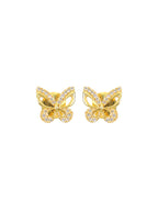 City Girl Cubic Zirconia 24CT Gold Plated Copper Minimalist Butterfly Pendant Set With Mathcing Earrings For Women and Girls.(AD LK SET 006)