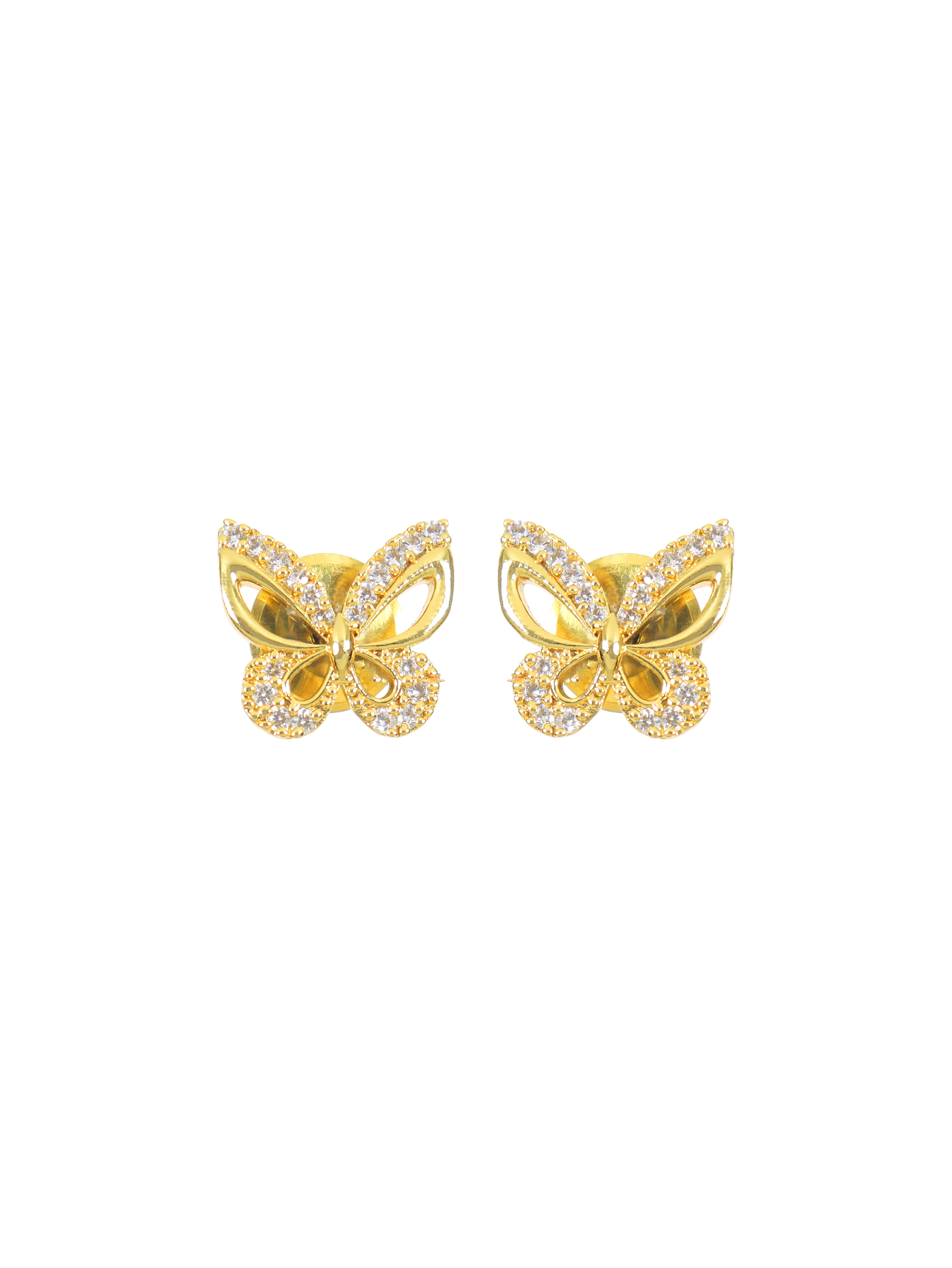 City Girl Cubic Zirconia 24CT Gold Plated Copper Minimalist Butterfly Pendant Set With Mathcing Earrings For Women and Girls.(AD LK SET 006)