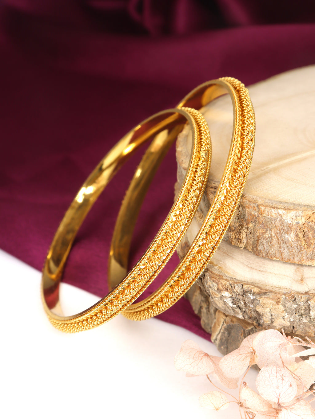 City Girl Traditional Handcrafted Anti Tarnish 24ct Gold Plated Copper Bangle KADA Set For Women and Girls. (2 pcs) (SP 4476)