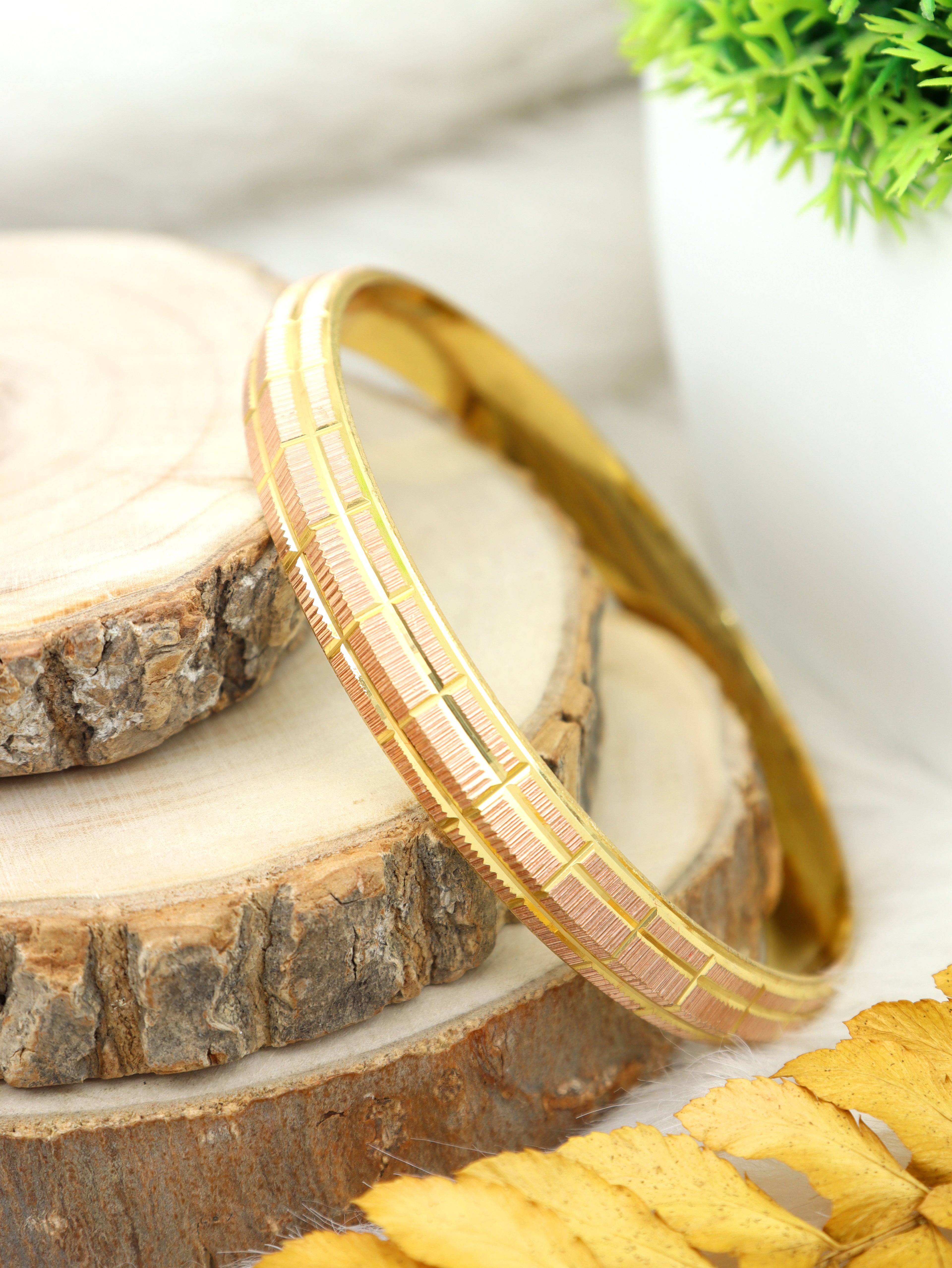 City Girl 24ct Rose Gold and Gold Plated Anti Tarnish Iron Kada Bangle Bracelet for Men and Boys. (1 Pc) (KADA 120)