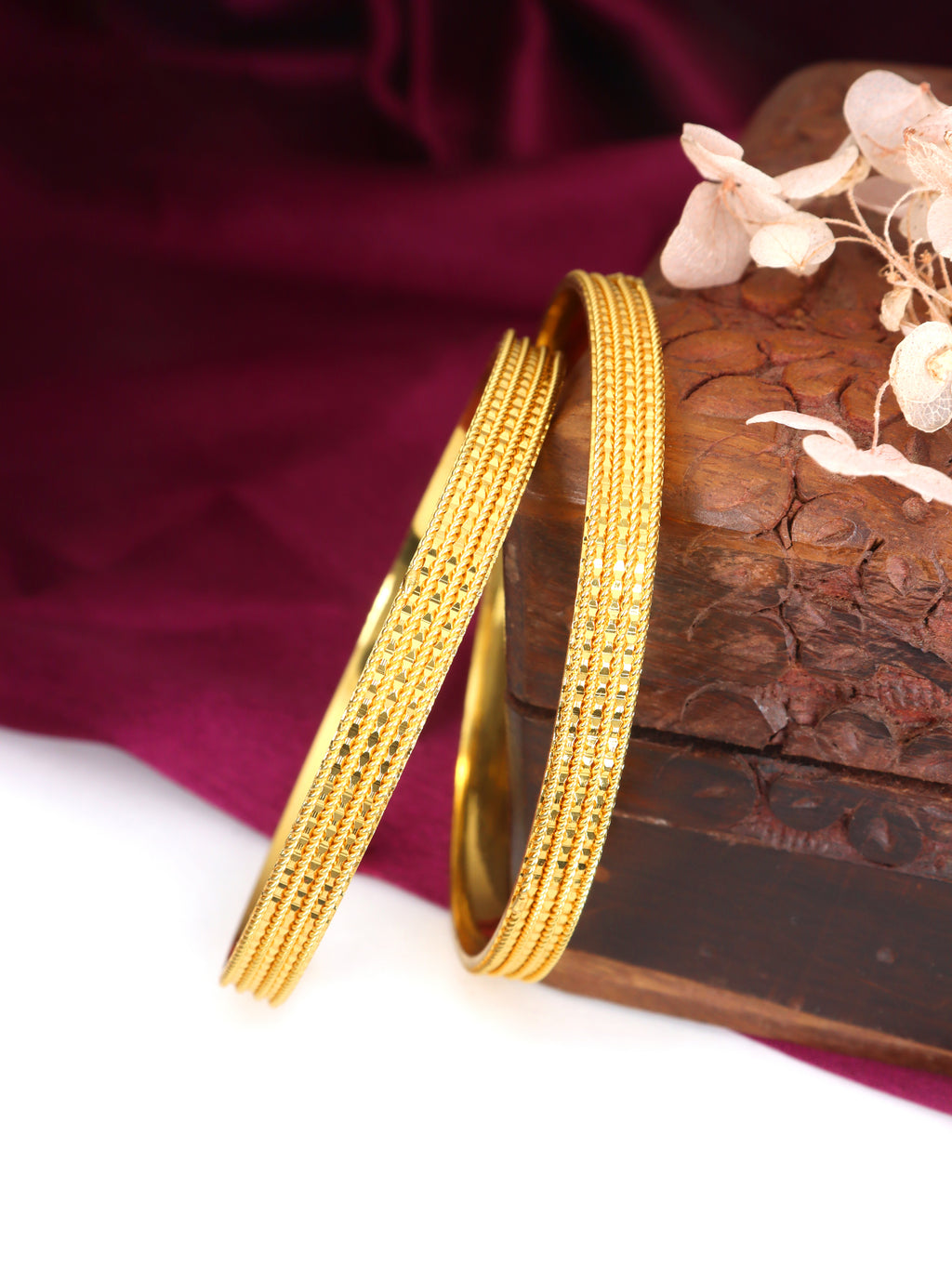 City Girl Traditional Handcrafted Anti Tarnish 24ct Gold Plated Copper Bangle KADA Set For Women and Girls. (2 pcs) (SP 4471)