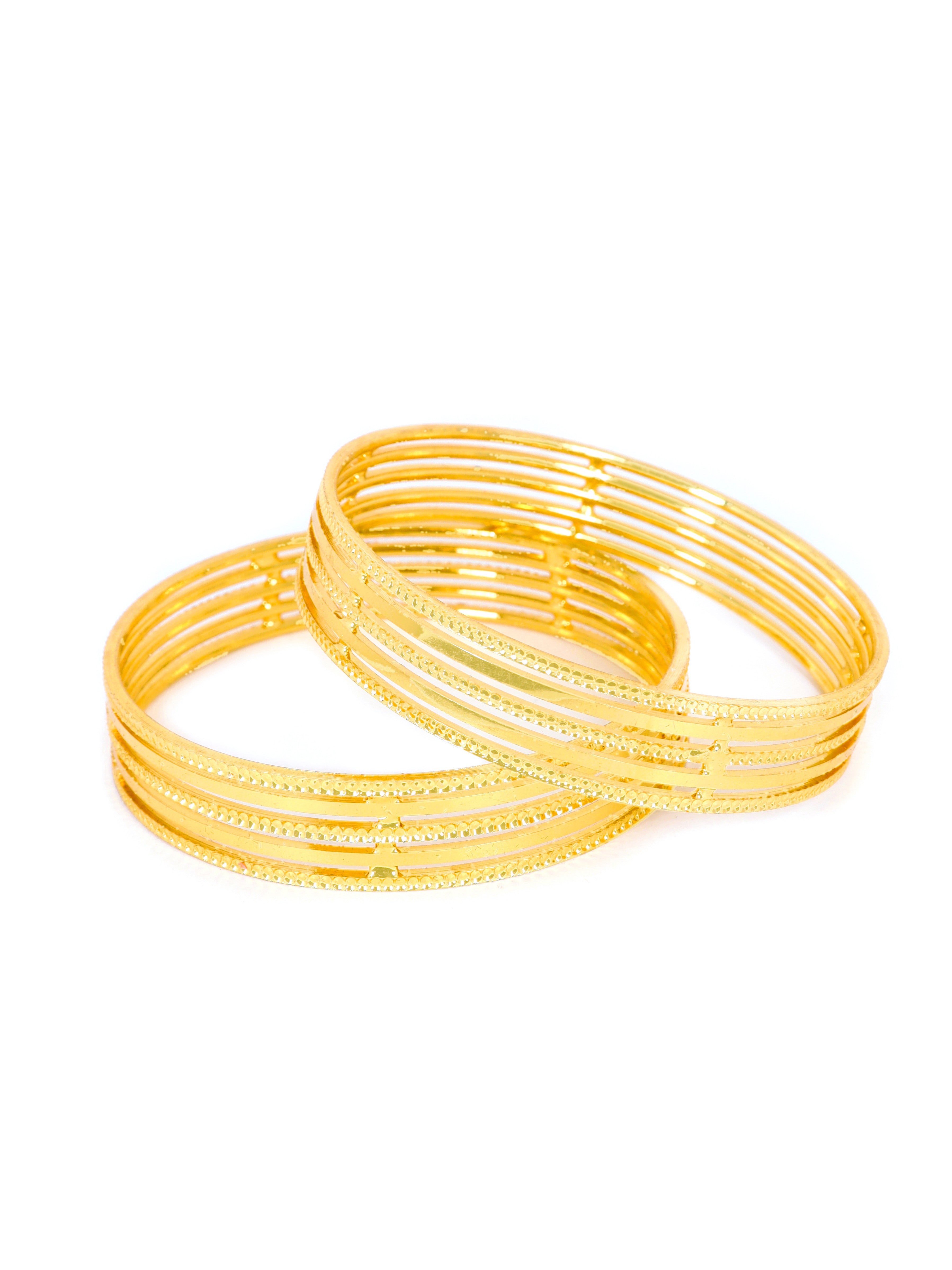 City Girl Traditional Handcrafted Anti Tarnish 24ct Gold Plated Copper Bangle KADA Set For Women and Girls. (2 pcs) (SP 784)