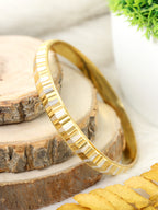 City Girl 24ct Gold And Rhodium Plated Anti Tarnish Iron Kada Bangle Bracelet for Men and Boys. (1 Pc) (KADA 121)