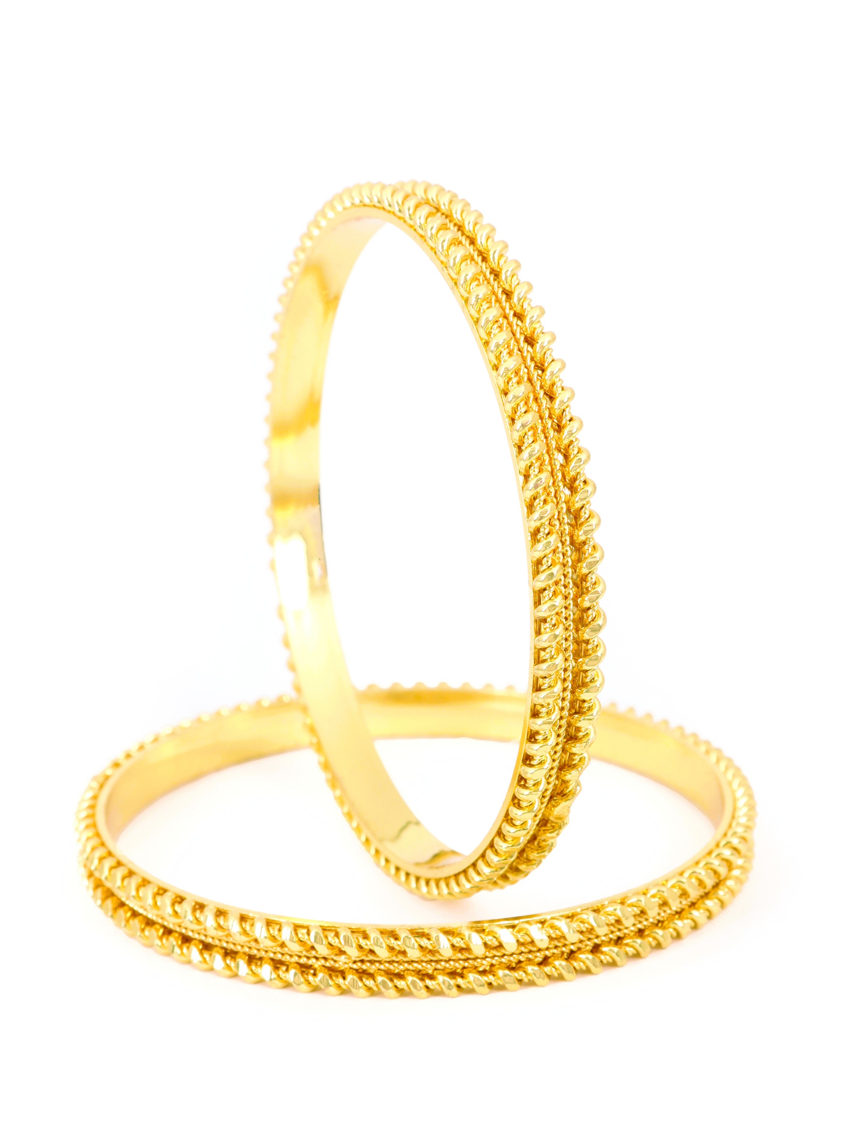 City Girl Traditional Handcrafted Anti Tarnish 24ct Gold Plated Copper Bangle KADA Set For Women and Girls. (2 pcs) (SP 71)