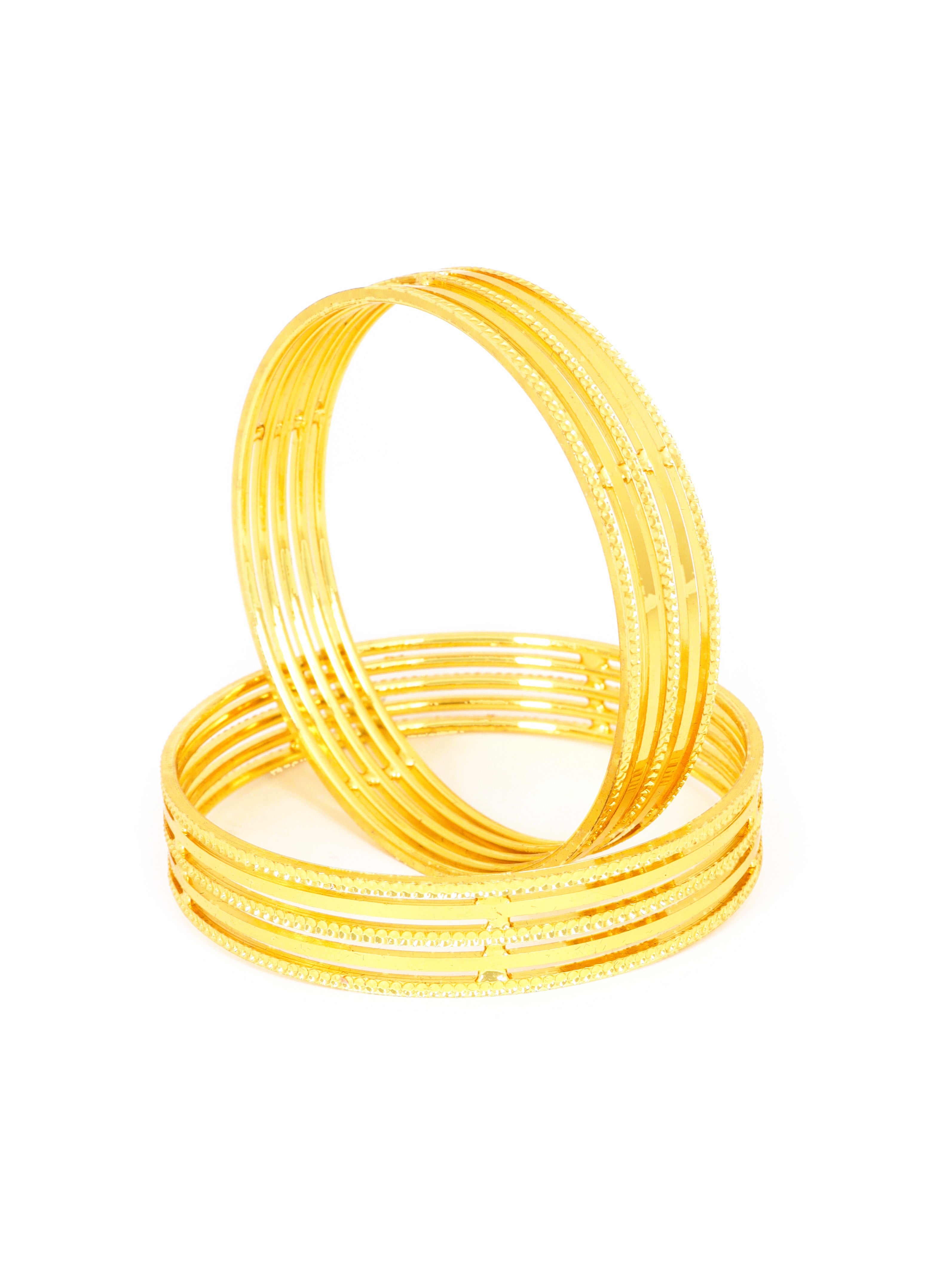 City Girl Traditional Handcrafted Anti Tarnish 24ct Gold Plated Copper Bangle KADA Set For Women and Girls. (2 pcs) (SP 784)