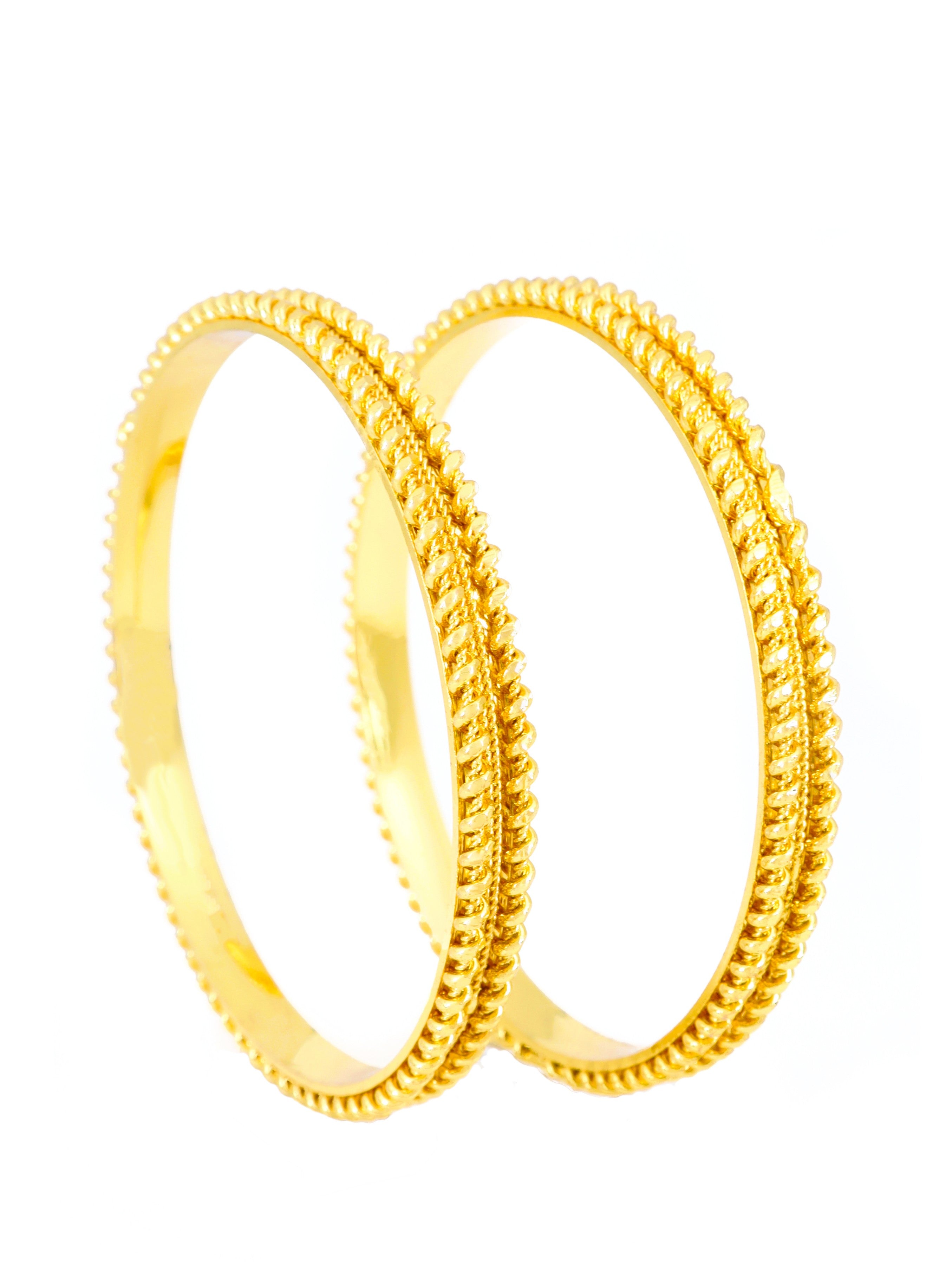 City Girl Traditional Handcrafted Anti Tarnish 24ct Gold Plated Copper Bangle KADA Set For Women and Girls. (2 pcs) (SP 71)