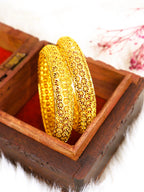 City Girl Traditional Handcrafted Anti Tarnish 24ct Gold Plated Copper Bangle KADA Set For Women and Girls. (2 pcs) (SP 2042)