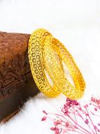 City Girl Traditional Handcrafted Anti Tarnish 24ct Gold Plated Copper Bangle KADA Set For Women and Girls. (2 pcs) (SP 2042)