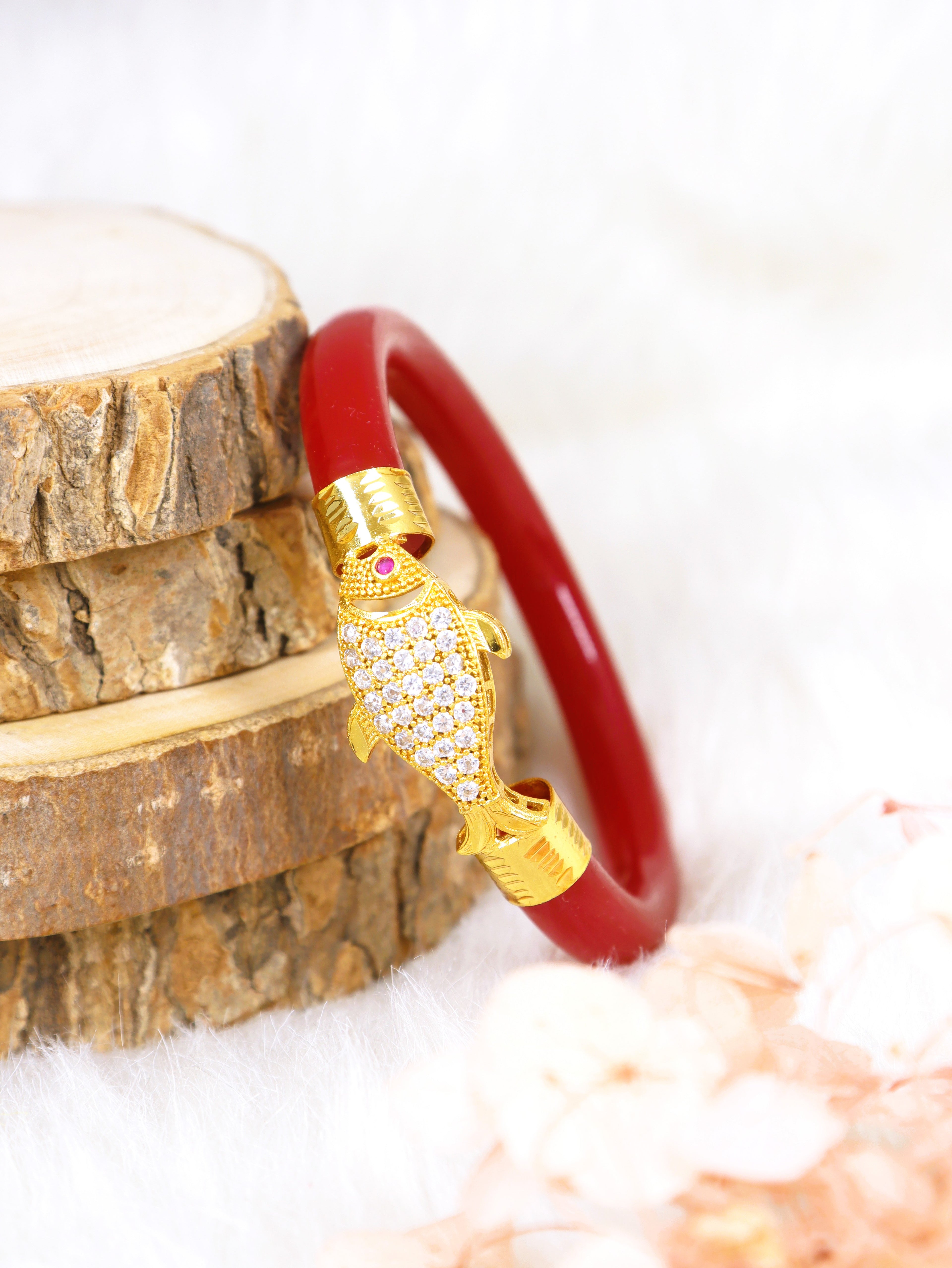City Girl Bengali 24ct Gold Plated Acrylic Pola Kada Bangle Set For Girls and Women. (2 Pc) (LB 354)