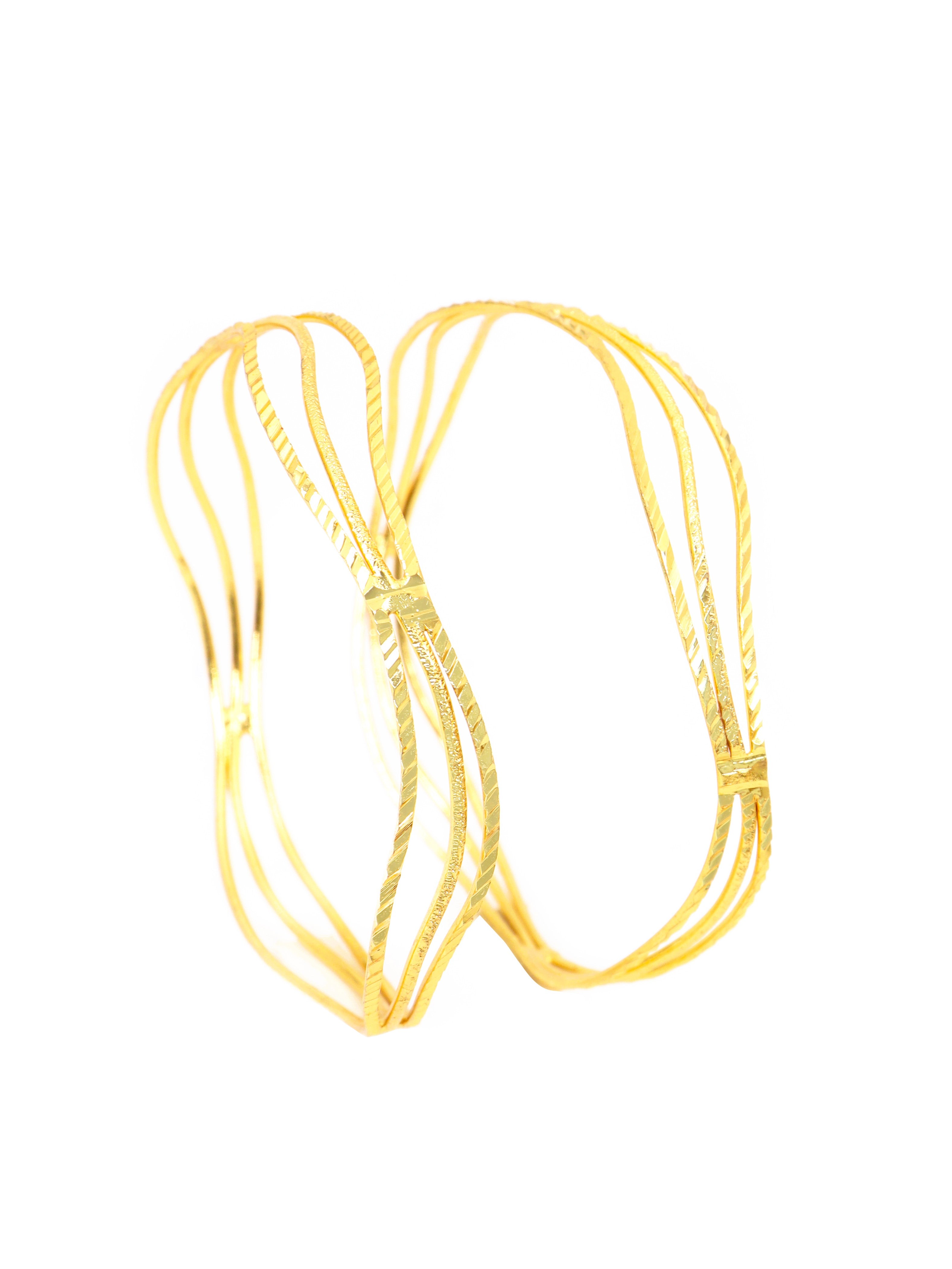 City Girl Traditional Handcrafted Anti Tarnish 24ct Gold Plated Copper Bangle KADA Set For Women and Girls. (2 pcs) (SP 706)
