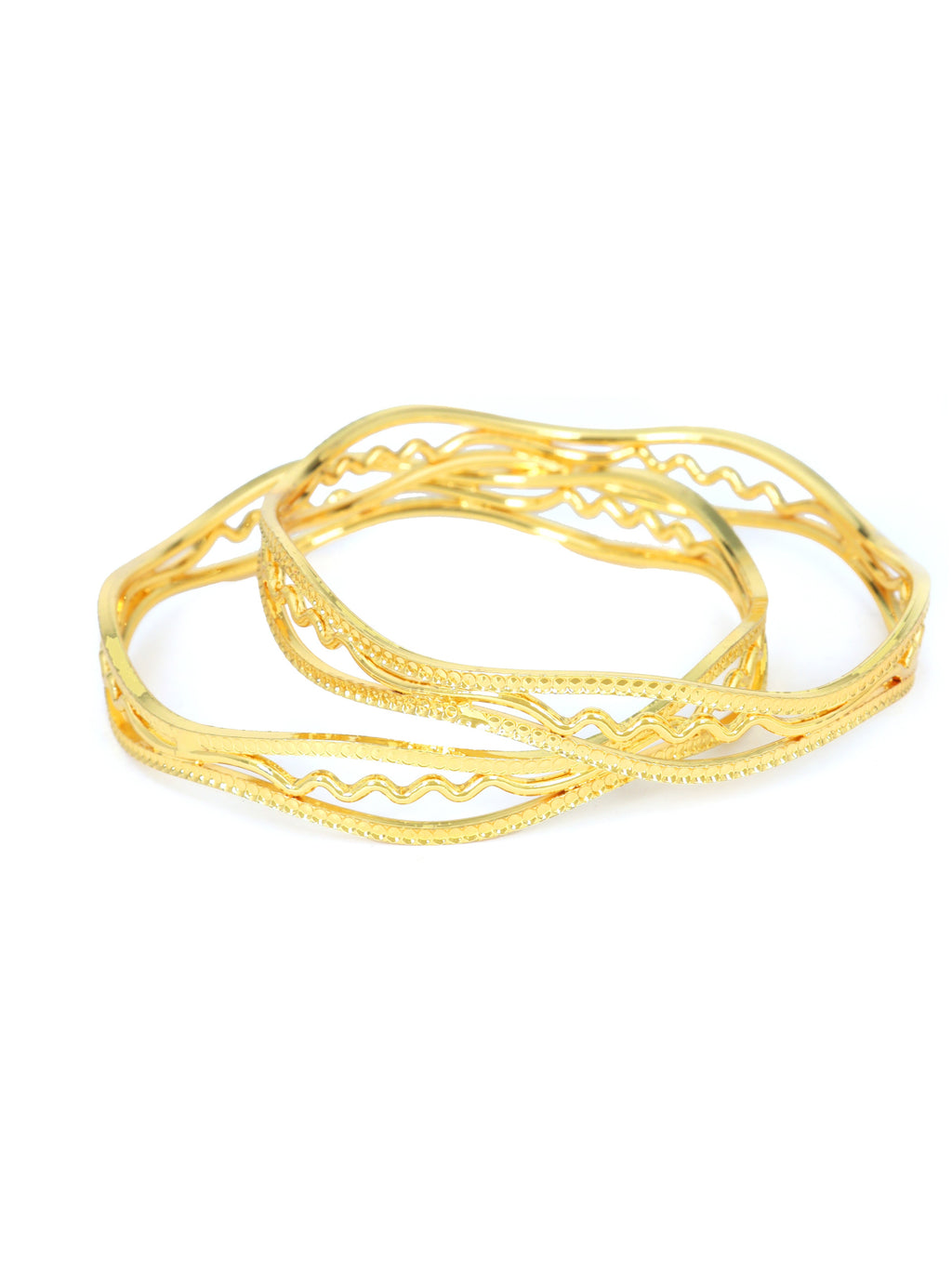 City Girl Traditional Handcrafted Anti Tarnish 24ct Gold Plated Copper Bangle KADA Set For Women and Girls. (2 pcs) (SP 750)