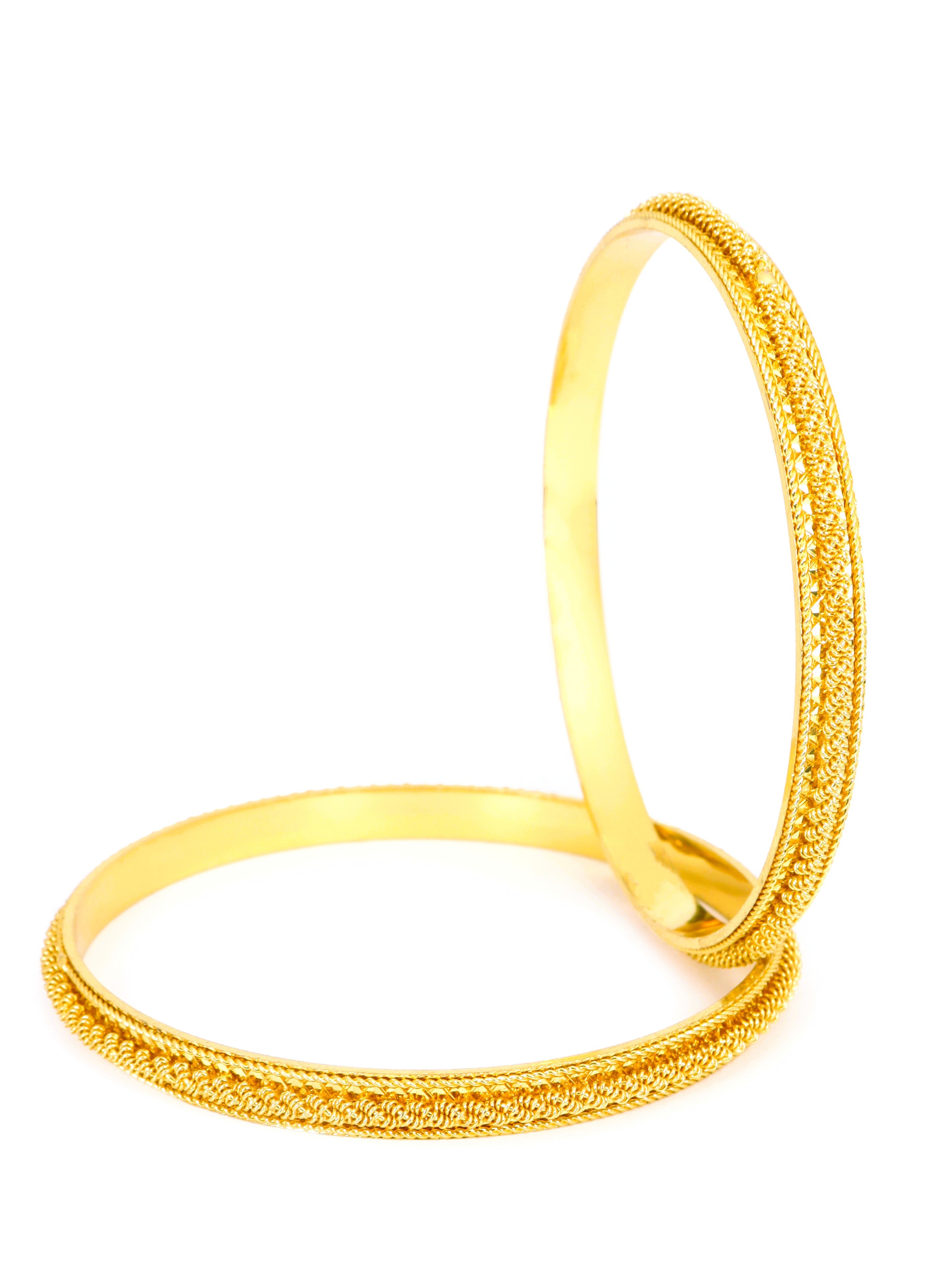 City Girl Traditional Handcrafted Anti Tarnish 24ct Gold Plated Copper Bangle KADA Set For Women and Girls. (2 pcs) (SP 4476)