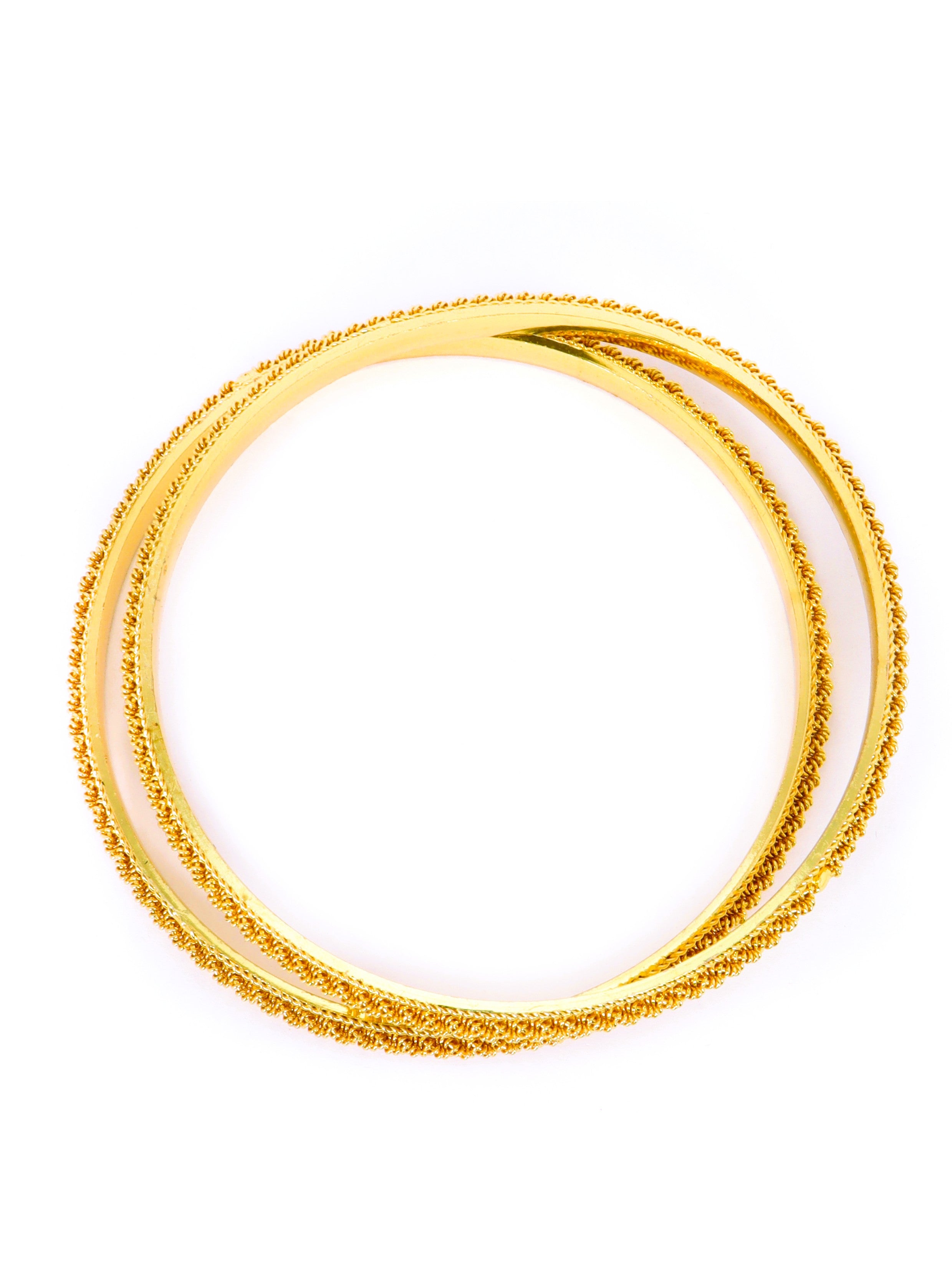 City Girl Traditional Handcrafted Anti Tarnish 24ct Gold Plated Copper Bangle KADA Set For Women and Girls. (2 pcs) (SP 4476)