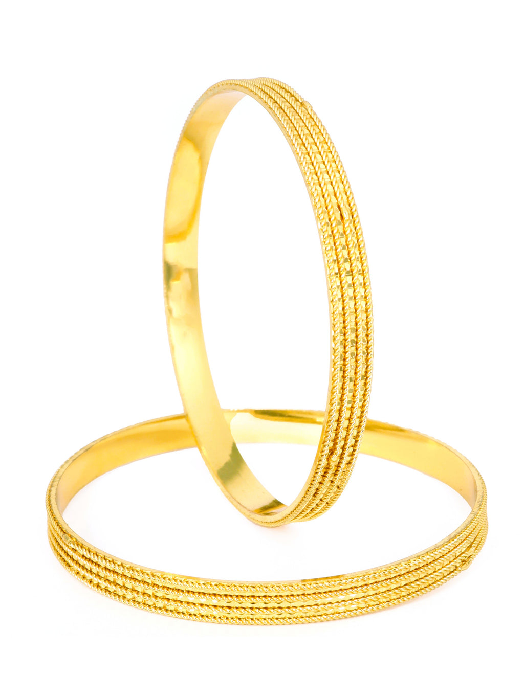 City Girl Traditional Handcrafted Anti Tarnish 24ct Gold Plated Copper Bangle KADA Set For Women and Girls. (2 pcs) (SP 4471)