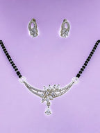City Girl AD Rhodium Plated Regal Charm Mangalsutra Set with Earrings & Chain for Women & Girls