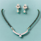 City Girl AD Rhodium Plated Graceful Bloom Mangalsutra Set with Earrings & Chain for Women & Girls