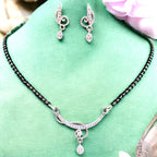 City Girl AD Rhodium Plated Mystic Aura Mangalsutra Set with Earrings & Chain for Women & Girls