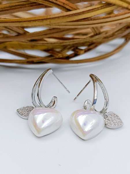City Girl Cz Stone Mother of Pearl Stainless Steel Anti Tarnish Western Earring.
