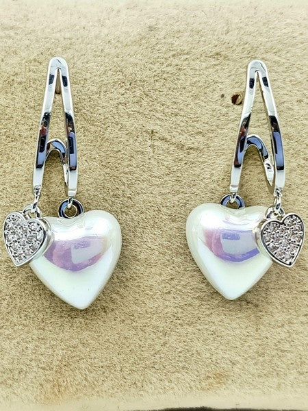 City Girl Cz Stone Mother of Pearl Stainless Steel Anti Tarnish Western Earring.