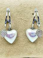 City Girl Cz Stone Mother of Pearl Stainless Steel Anti Tarnish Western Earring.