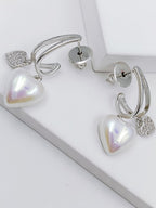 City Girl Cz Stone Mother of Pearl Stainless Steel Anti Tarnish Western Earring.