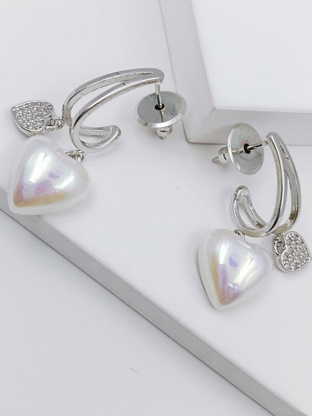 City Girl Cz Stone Mother of Pearl Stainless Steel Anti Tarnish Western Earring.