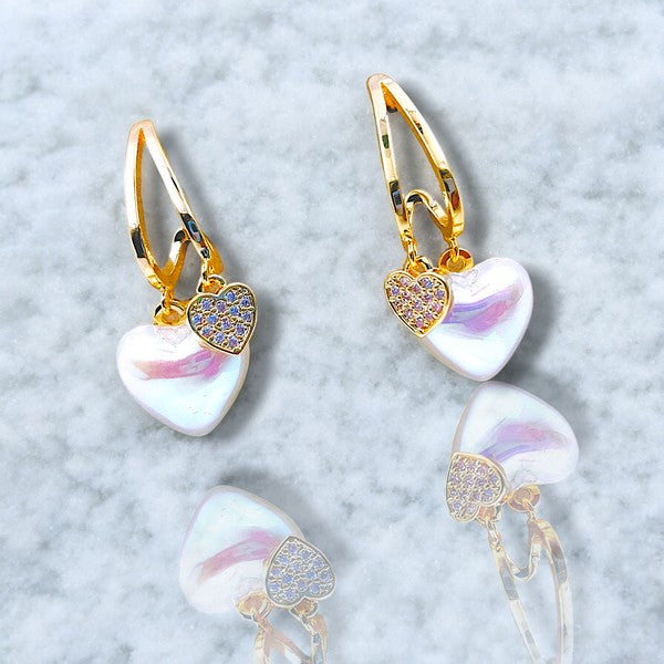 City Girl Cz Stone Mother of Pearl Stainless Steel Anti Tarnish Western Earring.