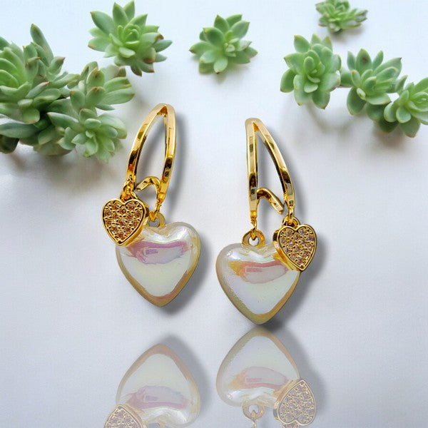 City Girl Cz Stone Mother of Pearl Stainless Steel Anti Tarnish Western Earring.