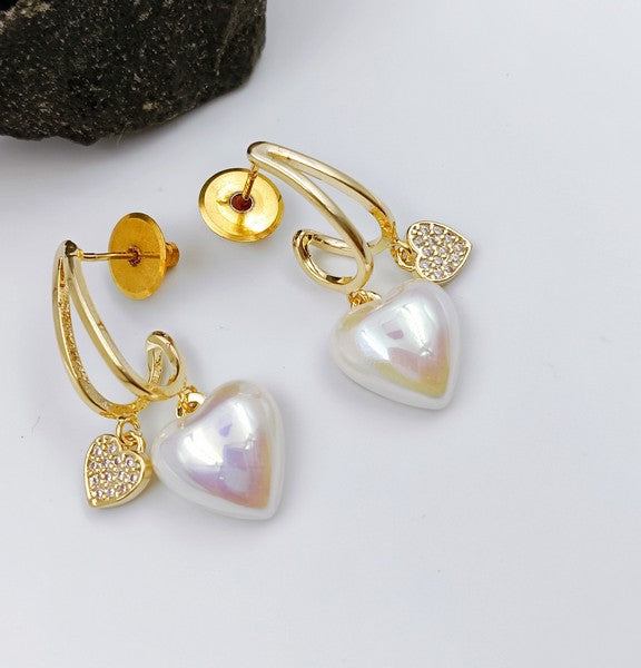 City Girl Cz Stone Mother of Pearl Stainless Steel Anti Tarnish Western Earring.