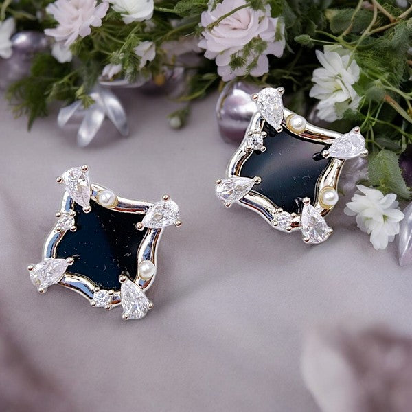 City Girl CZ Stone Stainless Steel Anti-Tarnish Golden Earrings – Luxe Minimalist