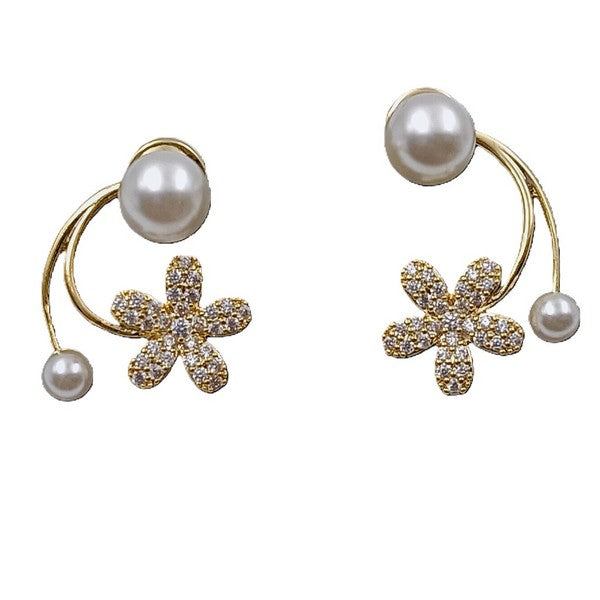Silver Leaf Grace – CZ Stone Stainless Steel Earrings