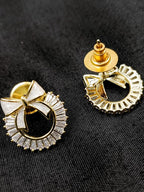City Girl Cz Stone Stainless Steel Anti Tarnish Western Gold Pearl Drop Earring.