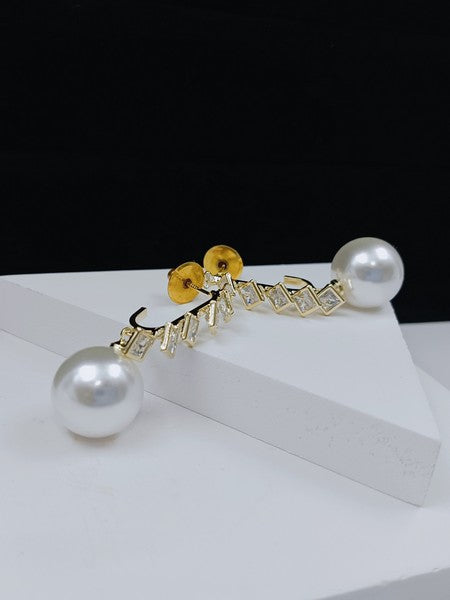 Pearl Drop Elegance – Stainless Steel Western Earrings