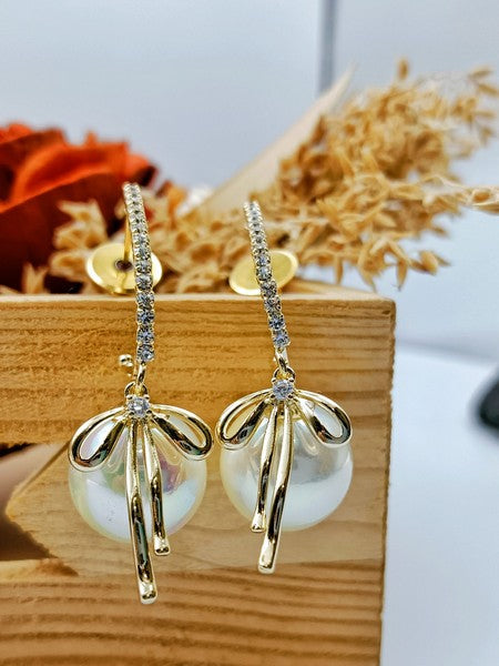 City Girl Cz Stone Stainless Steel Anti Tarnish Western Earring – Golden Charm Design