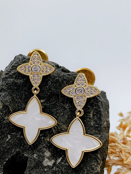 City Girl Cz Stone Stainless Steel Anti Tarnish Western Golden Earring.