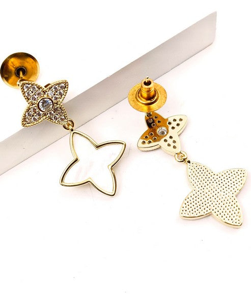 City Girl Cz Stone Stainless Steel Anti Tarnish Western Golden Earring.