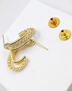 Golden Glow Hoop – CZ Stone Stainless Steel Earrings
