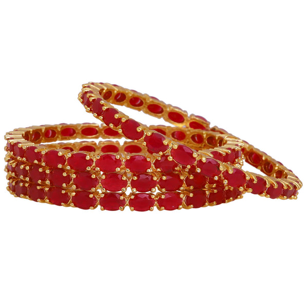 American Diamond  Bangle Red (Pack of 4)